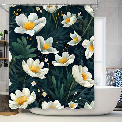 Floral Dark Green Bath Curtain Waterproof Decorative Shower Curtain In White Yellow Colors Modern Home Decor Accessories (180x24