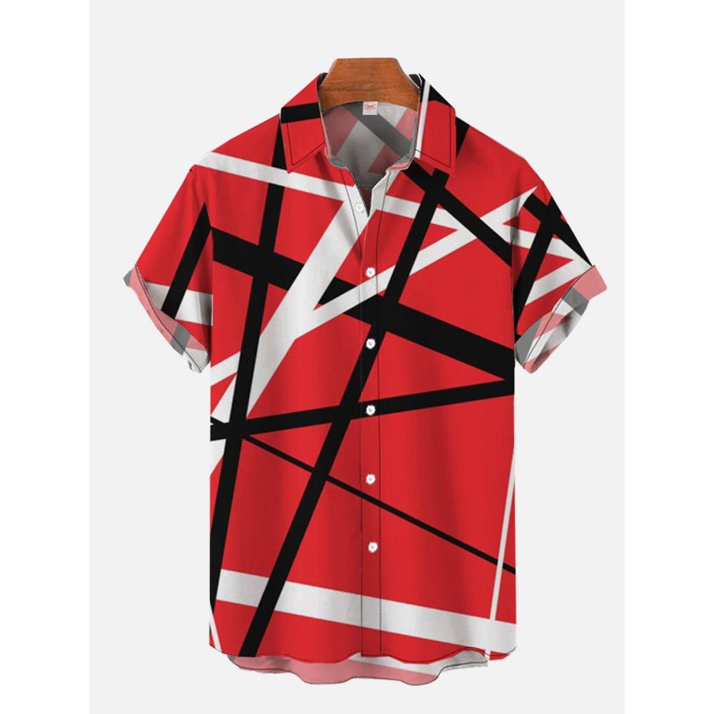 

Гавайская рубашка с коротким рукавом, принт «Небрежные линии», мужской лацкан, модный топ, 2024 новинка, большой размер, мужская рубашка, повседневная и удобная S