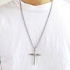 Nail Cross Pendant Necklace For Men Hip Hop Punk Style Copper Color Stainless Steel Chain Christian Church Baptism Party Jewelry