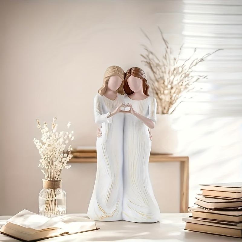 

New Style Mother s Day Heart Angel Figurine Home Decor Resin Statue Family Memorial Gift Perfect for Cherishing Relationships 20x9.5cm білий