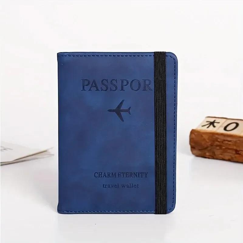 Women Men RFID Vintage Business Passport Covers Holder Multi-Function ID Bank Card PU Leather Wallet Case Travel Accessories
