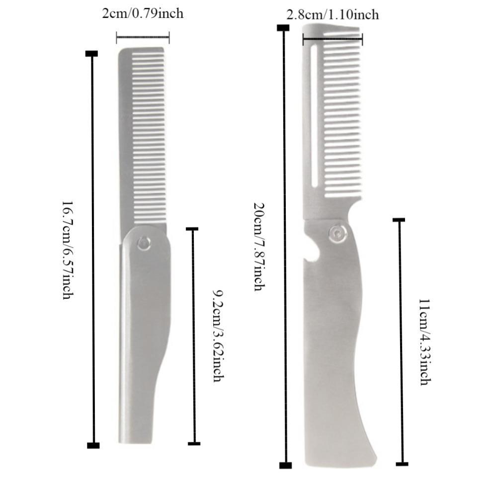 Beard Comb Folding Pocket Beard Combs Hairdressing Hair Styling Comb Portable Steel Combs  Salon
