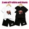 Outdoor Street Motorcycle Rennwagen Muster Druck Nr. 93 Kinder T-Shirt und Shorts 2-teiliges Set Sommer Haus Freizeit Outfit Jungen und Mädchen Sport Set