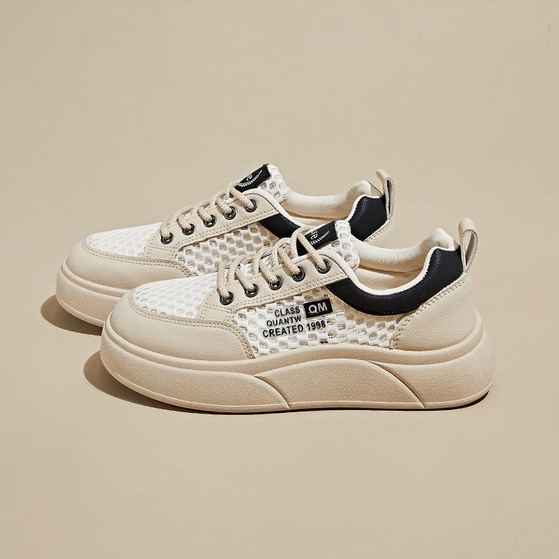 

Летние сетчатые белые туфли, новый стиль для студенток, дышащая обувь, увеличивающая рост, повседневная обувь 40