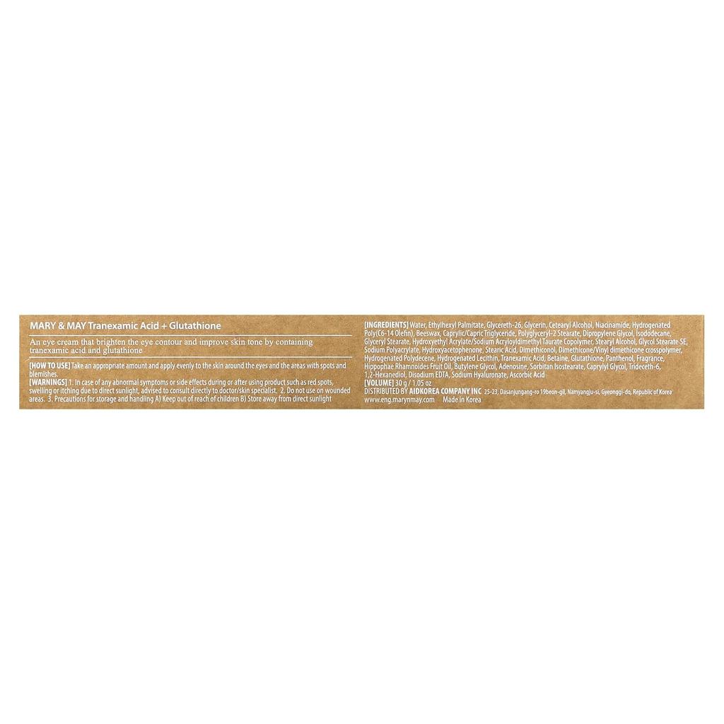 Mary & May, Tranexamic Acid + Glutathione Eye Cream, 30G(1.05Oz)