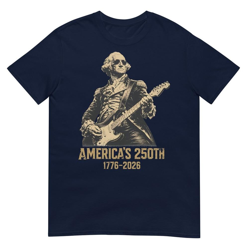 America 250th George Washington Rock Guitar Music 1776 2026 Tshirt S