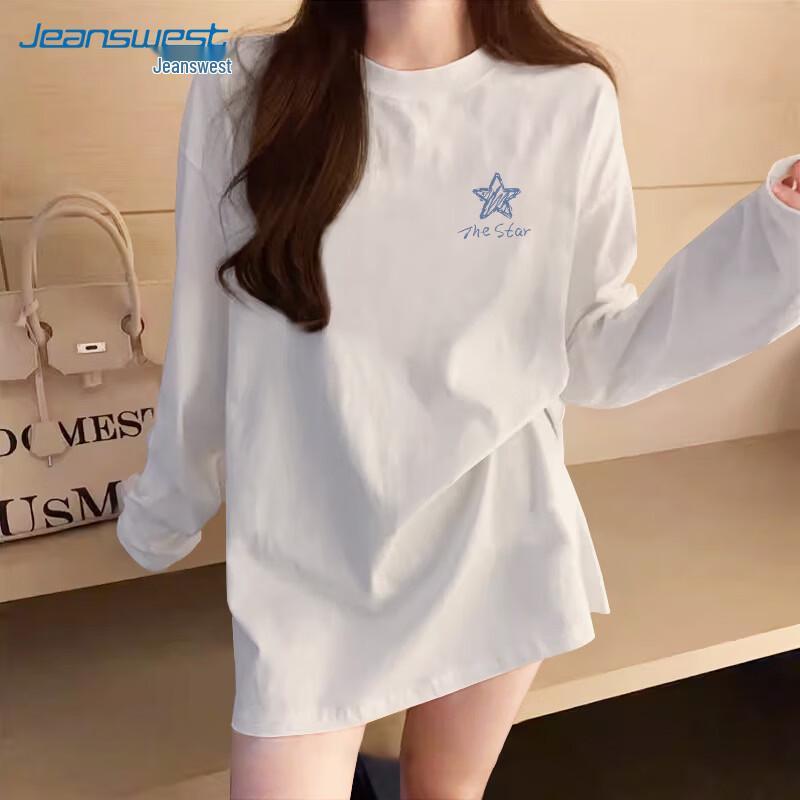 Jeanswest Women's Pure Cotton Long-Sleeve T-Shirt with Graphic Print