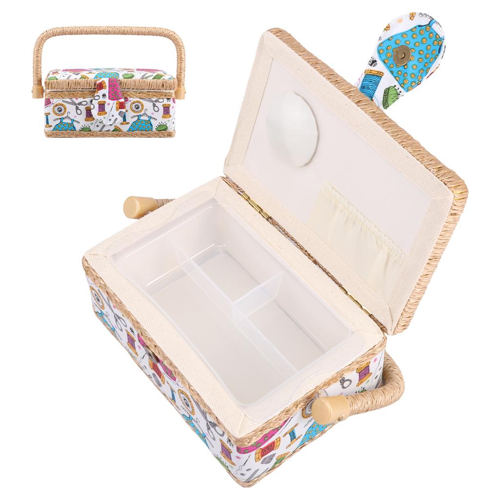 Sewing Kit Storage Box Sturdy Dust Proof Sewing Organizer Basket PortableKnitting Needles Storage Bag For Sewing Accessories