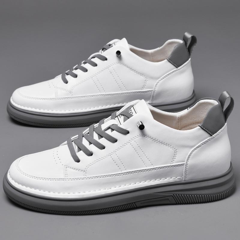 866 Men's Height Boost Sneakers: Thick Sole Platform Casual Shoes, Low-Top Cowhide, Spring Trend.
