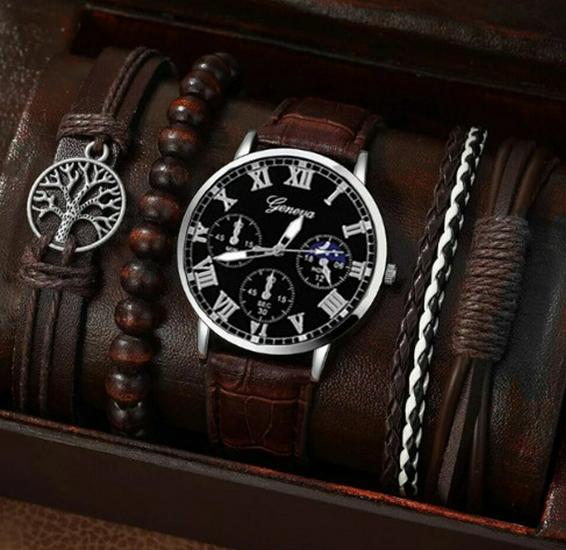 Men's 3-Piece Business Gift Set: Watch, Bracelet, and Necklace for Holidays or Birthdays