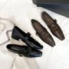 Loafers with A Single Shallow Opening, New Style, Retro Square-toe Leather Shoes