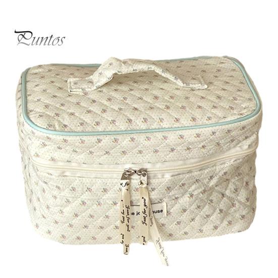 

Косметичка, маленькая, с цветочным принтом, большой вместимости, с прочной ручкой, стеганая косметичка из хлопка бежевый