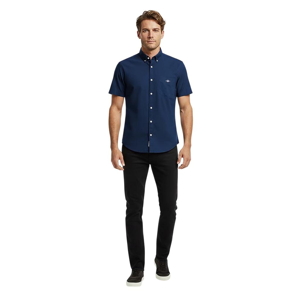 Gant Mens Classic Logo Poplin Short-Sleeved Shirt