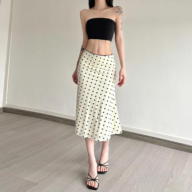 

Womens Polka Dot High Waist Midi Pencil Skirt S абрикосовый