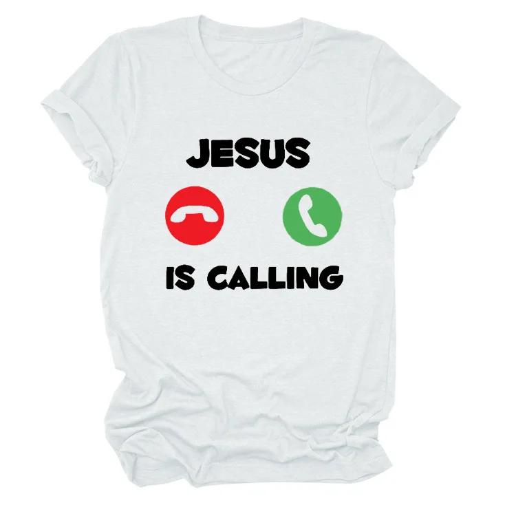 JUSUS iS CALLING Letter Print T Shirt Women Short Sleeve O Neck Loose Women Tshirt Ladies Summer Tee Shirt Tops Clothes