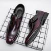 Fashion High End Brand Men's Banquet Formal Shoes Low Heel Retro Red Men's Business Casual Shoes High-quality Work Leather Shoes
