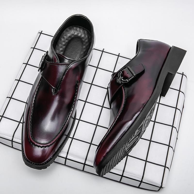 Fashion High End Brand Men's Banquet Formal Shoes Low Heel Retro Red Men's Business Casual Shoes High-quality Work Leather Shoes