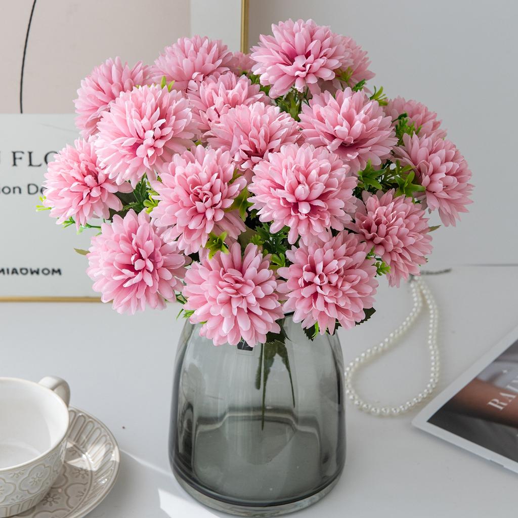 Artificial Flowers Silk Ball Chrysanthemum Home Room Table Wedding Bridal Bouquet Decor Valentine's Outdoor Garden Yard DIY Gift