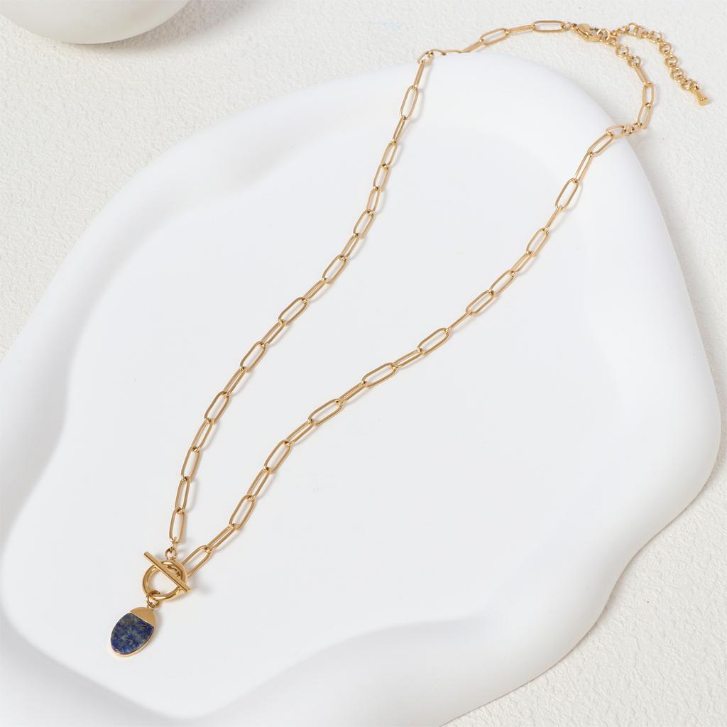 High-End Oval Naturstein Hängekette Personalisiert und Modisch