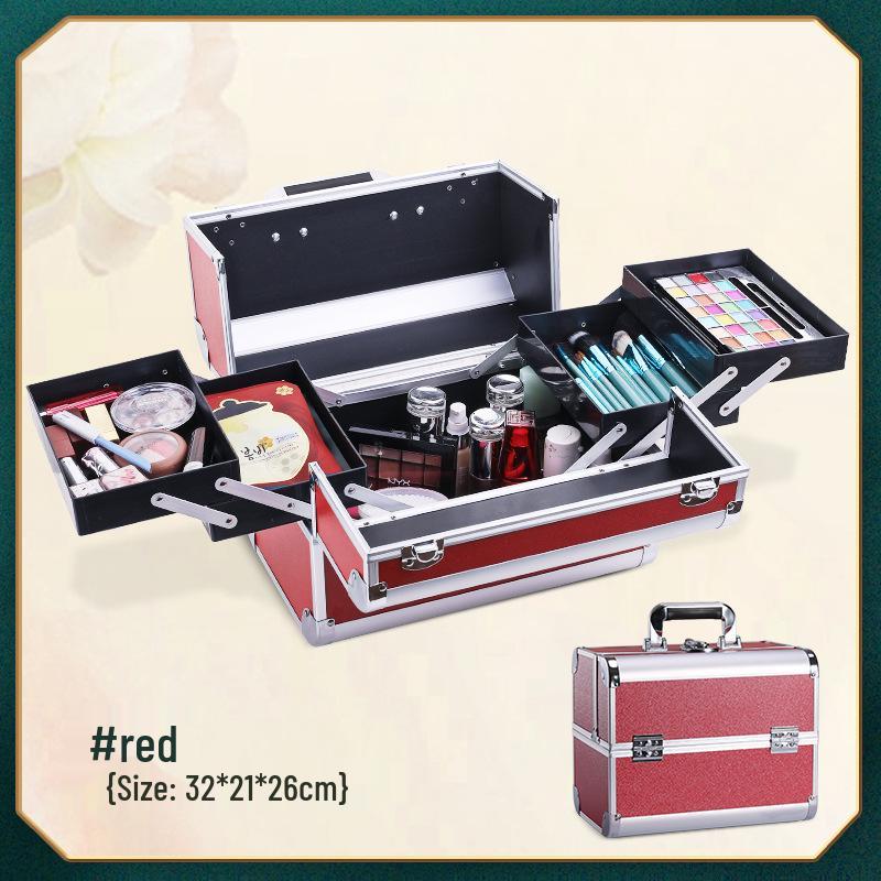 

Large Double-Opening Makeup and Tool Box - Aluminum Alloy, Ideal for Makeup, Tattoos, Eyelashes, and Nails