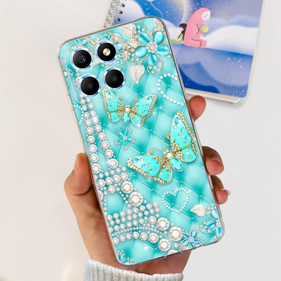 For Huawei Honor X6 X6S Case Honor X8 5G Cover Soft TPU Silicone Matte Phone Bumper For HonorX6 X 6S Coques Butterfly Flower Bag