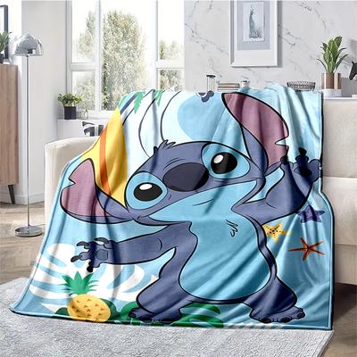 Manta Estampada Tema Stitch - Perfeita para Sofá, Cama, Viagem e Uso ao Ar Livre | Lavável à Máquina, Aconchegante e Durável.