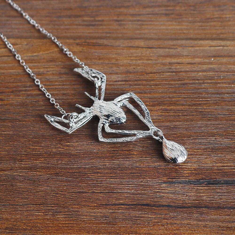 Red Water Drop Zircon Pendant Necklace, Spider Halloween Cosplay Sweet Cool Jewelry