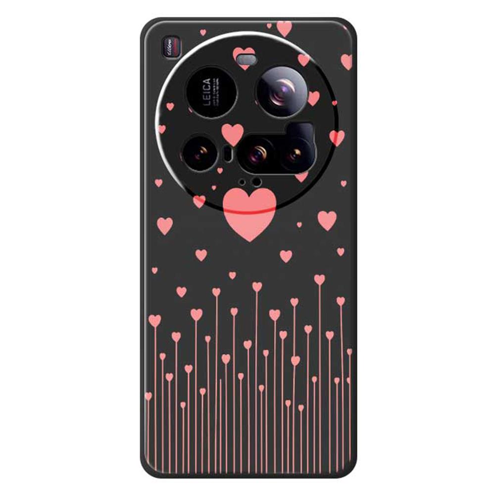 For Xiaomi 15 Ultra Case Pink Love Pattern Printing Straight Edge TPU Phone Back Cover