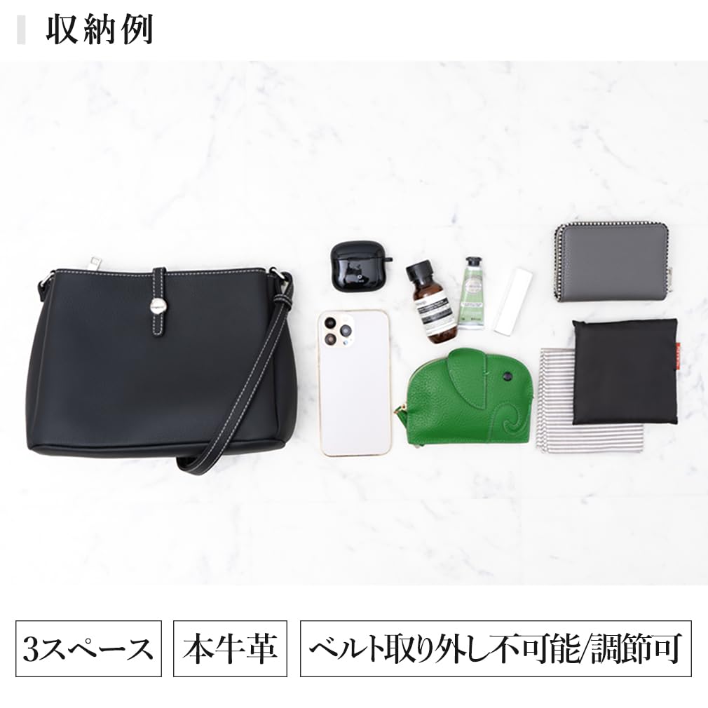 VITAFELICE Women's Leather 3-Room Shoulder Bag (sib-80035n) (Charcoal Brown)