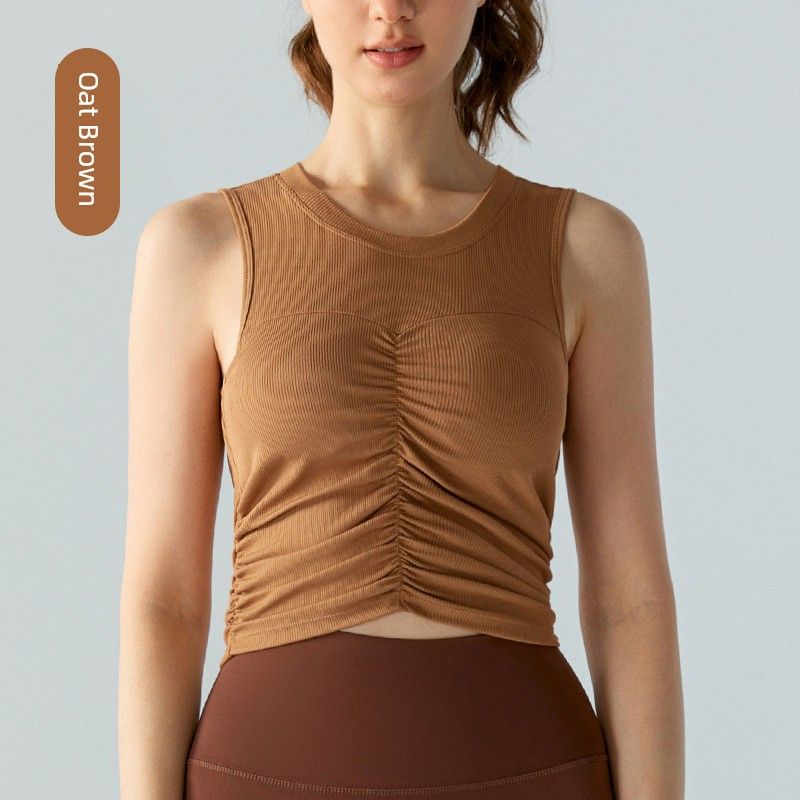 Spring and Summer Yoga Yoga Fixed Cup Integrated Fashion Wind Sexy Open Back Sports Vest Sleeveless Workout Underwear