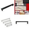 Black Square Furniture Pulls With Satin Surface For Bedroom Wardrobe And Kitchen Cupboards