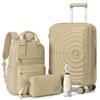 Elegant Purple Travel Set with 20" Carry On, Backpack, Bag & Umbrella, Lightweight Hard Shell Luggage with 360° Spinner Wheels