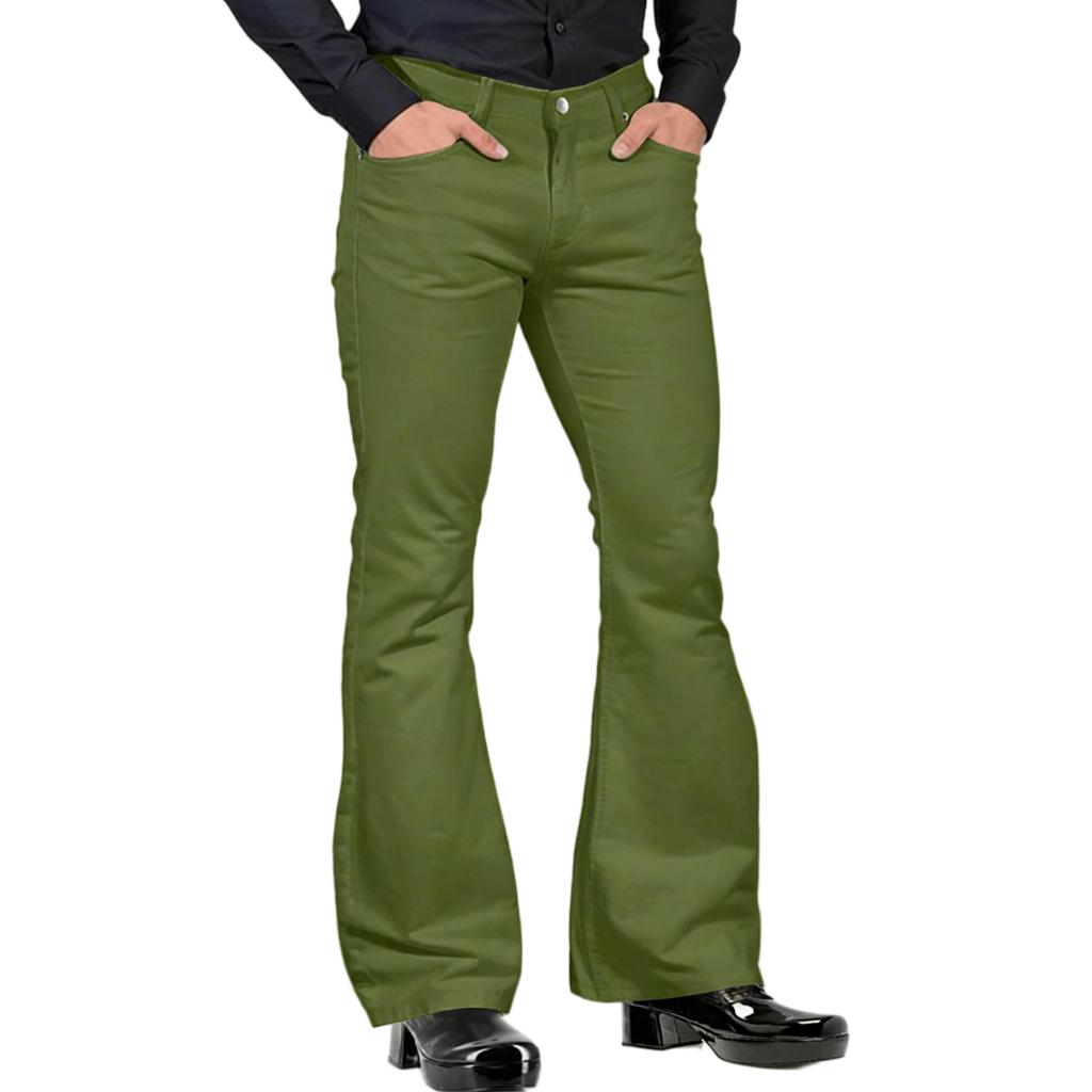 Men's Relaxed Vintage 70s Bell Bottom Stretch Fit Classic Trousers Comfort Flared Flares Retro Leg Denim Jeans Pant