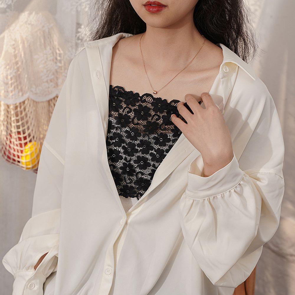 Anti-Glare Lining Flower Transparent Overlay Corset Korean Insert Wrap Strapless Bra Wrap Chest Piece Cover Women Tube Tops