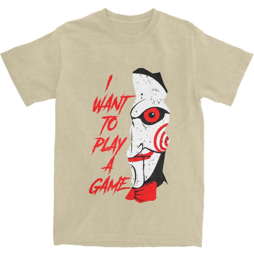 Couple T Shirt SAW I WANT TO PLAY A GAME Horror T-Shirts Harajuku Beach Tees Streetwear Custom DIY Cotton Clothes Gift