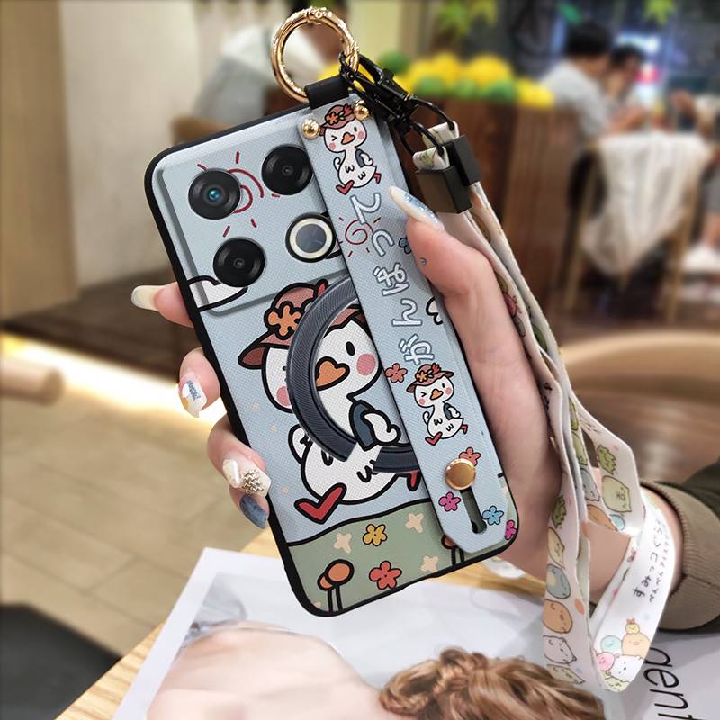 Cute Silicone Phone Case For infinix GT 20 Pro/X6871 Phone Holder Lanyard Durable Ring Back Cover Fashion Design Cartoon