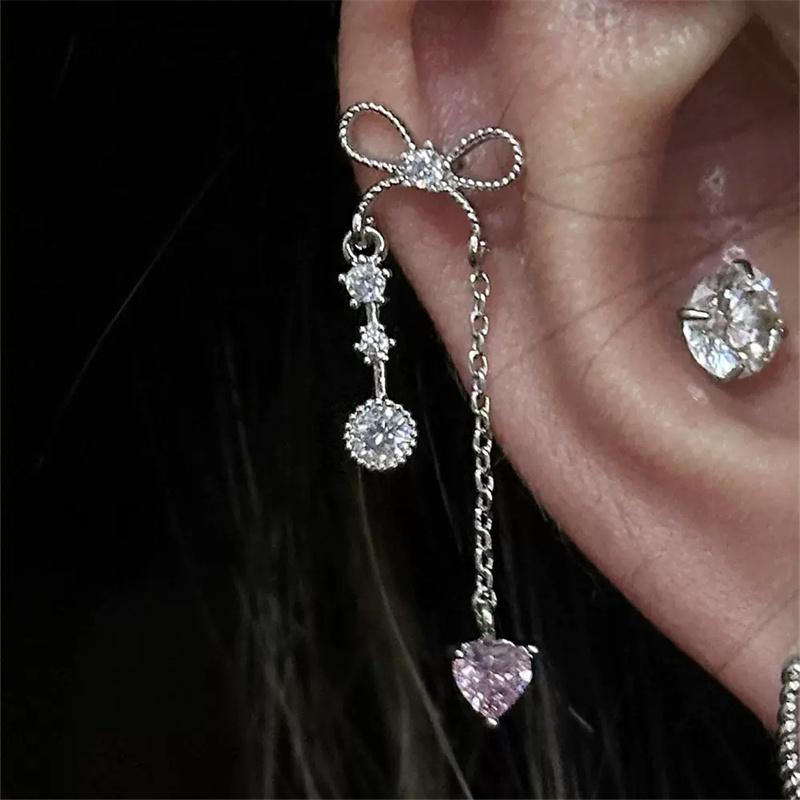 2024 Elegant Blue Camellia Flower Dangle Earrings For Women Fashion Sweet Metal Zircon Accessories