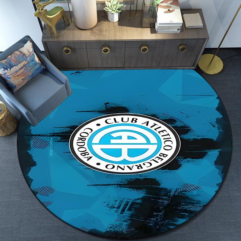Atletico Belgrano Crest Round Rug for Livingroom,Bedroom, Palyroom, Chair Rug, Area rug, Circle Carpet, Large Size Fan Christmas gift
