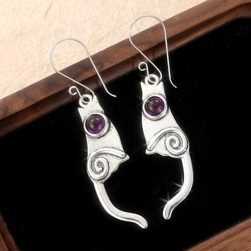 

Long Irregular Triangle Pattern Hook Earrings Vintage Two Tone Metal Carving Personalized Handmade Dangle Earrings for Women
