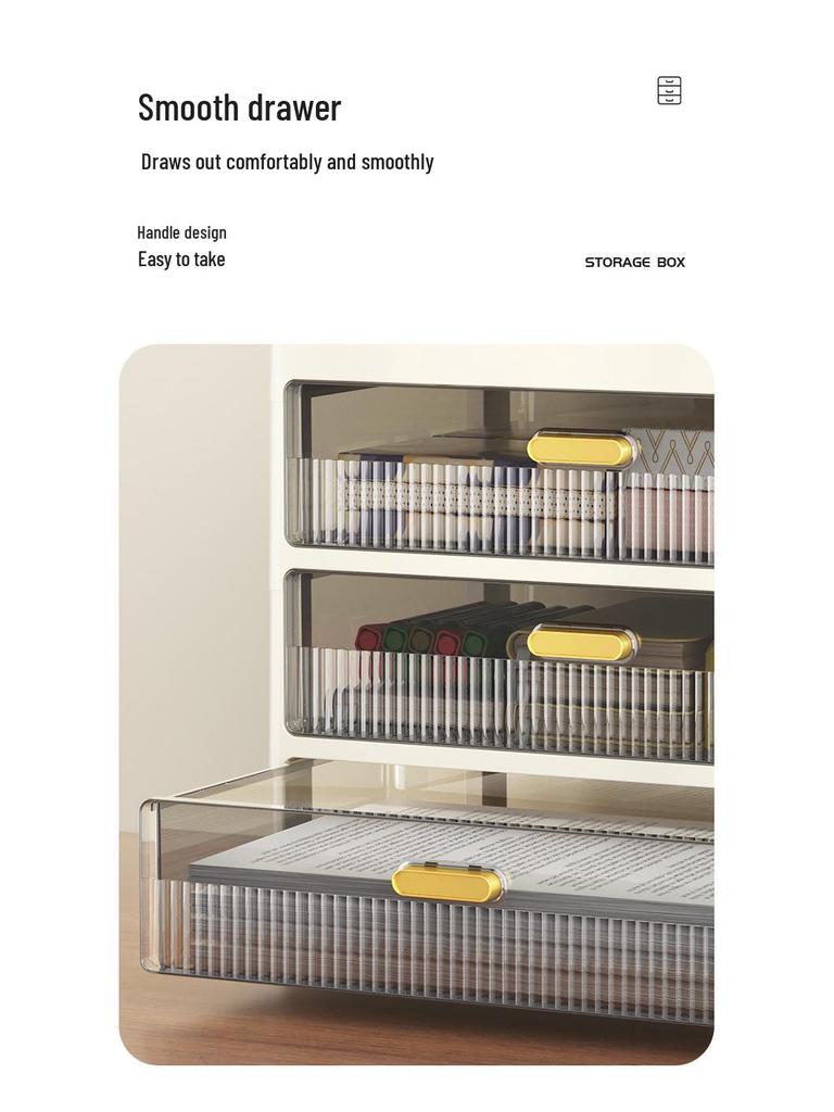 Transparent Large Capacity Cosmetic Storage Box with Drawers for Makeup, Jewelry, and Masks