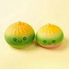 Rainbow Steamed Bun Fidget Toy Stress Relieving Cartoon Smiling Stuffed Bun Squeeze Toy Simulated Dumpling Dough Ball Office Desk Toy