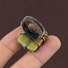 Natural Green Jasper Gemstone Handmade Copper Wire Wrap Ring Size 8.5 k1o82