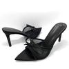 2025 summer breathable open-toed pointed half-drag women's shoes sweet bow sandals European and American temperament mesh high heels