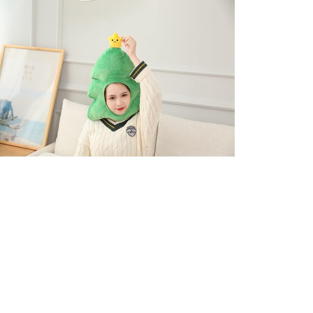 Cosplay Accessory Cap Hat Headgear Funny Hat Christmas Halloween Fluffy Kigurumi Cap Plush Headgear Event Party Funny Photo Prop (Christmas Tree)