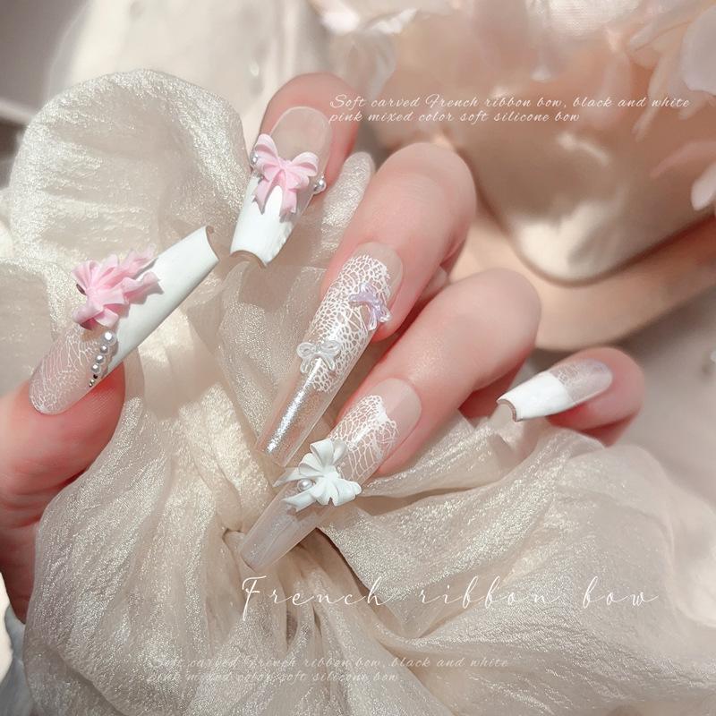 French Ribbons Colorful Resin Cute Bowknot Charm Leopard Print Bow Tie Nail Art Decorations Manicure Tools Accessories Wholesale