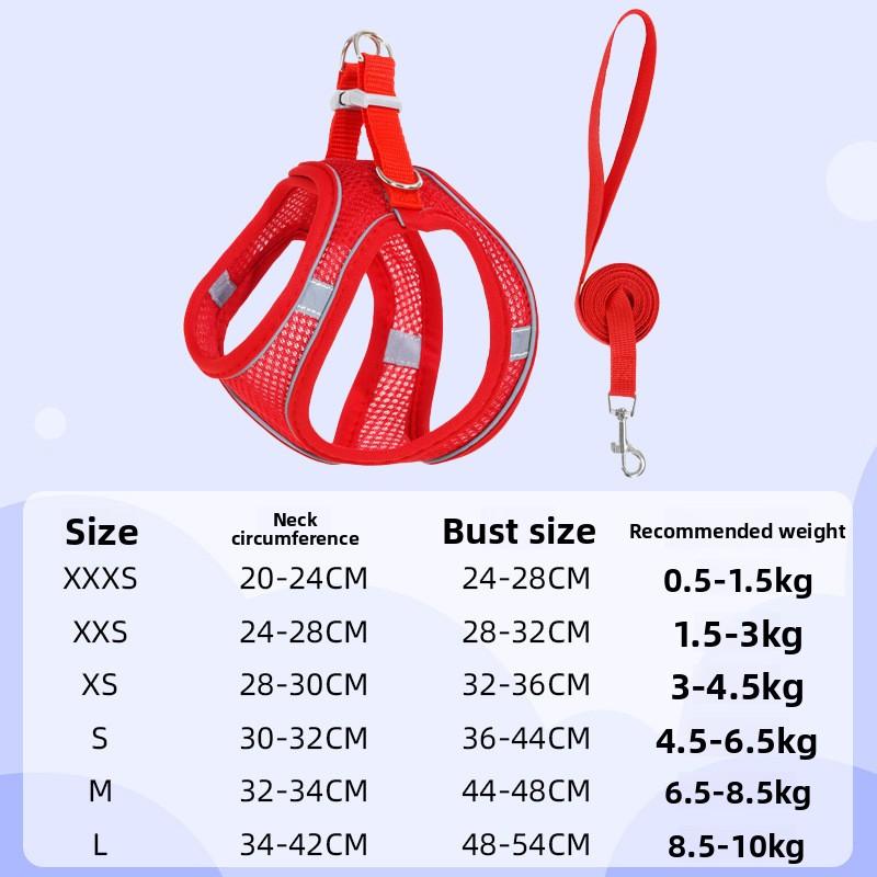 Hundeleine, Haustierbedarf für Brust und Rücken, Westenartiger Haustierbrust- und Rückenriemen, Reflektierende und atmungsaktive Katzenleine