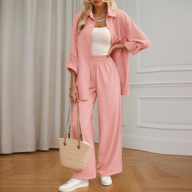 ZANZEA Womens Long Sleeve Blouse and Pants Casual Two Piece Suit Sets