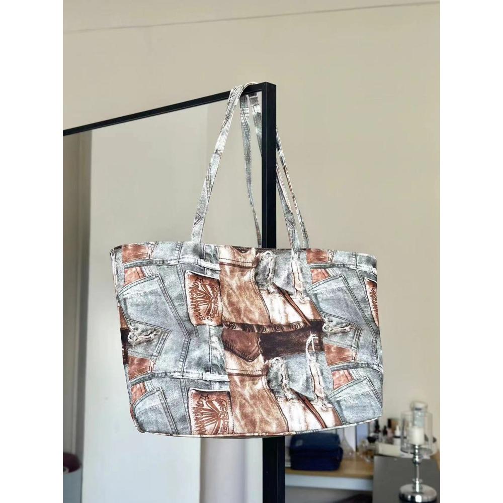 

Fashionable and Versatile Splicing Contrasting Hued Tote Bag Used In Old Design Style Handheld Shoulder Bag designed for Women