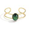 18K Gold-Inlaid Stainless Steel Hollow Line Bracelet with Stone - Elegant Fashion Jewelry for Women