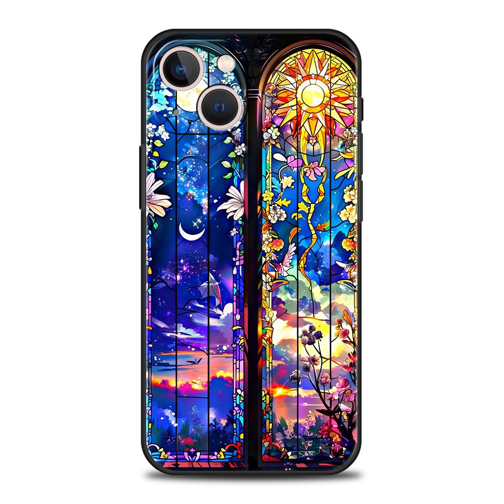 

Чехол для телефона для iPhone 17 16 15 14 13 12 Pro Max 11 Pro Max 17 AIR Plus Ударопрочный Мягкий ТПУ Корпус Красивый Стекло Солнце Луна iPhone 13 Pro